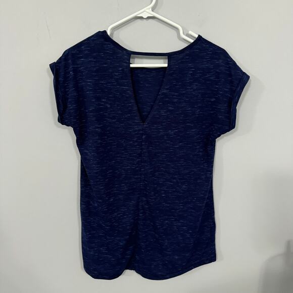 Kyodan Heather Dark Blue Shirt Women's Size Medium Keyhole Back Polyester Rayon - Picture 5 of 6